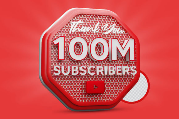 100M Subscribers 3D Render PSD Icon