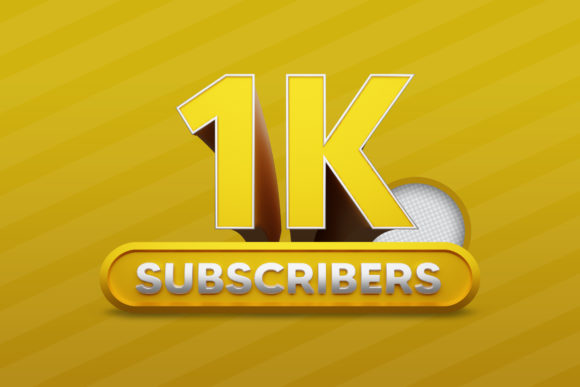 1K YouTube Subscribers 3D PSD Icon