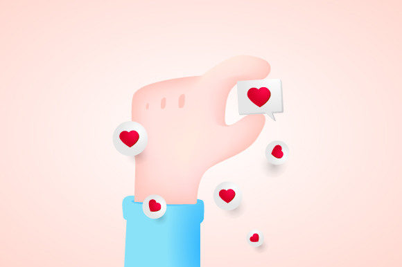 3d Design Hand Take Love Social Media