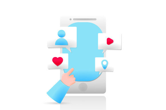 3D Design Smartphone with Social Media Visuals