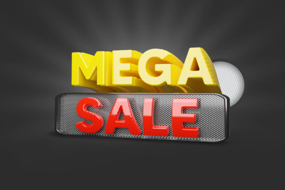 Boost Your Visuals with Mega Sale 3D Render PSD Icon Design