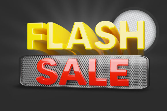 Flash Sale 3D Render PSD Icon Design