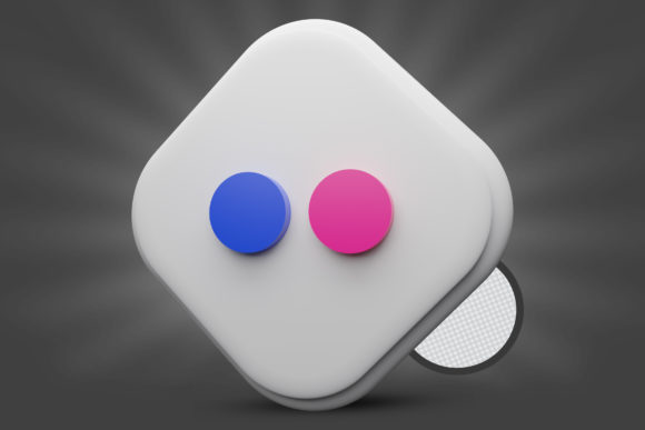 Flickr Icon 3D Render Premium PSD Logo