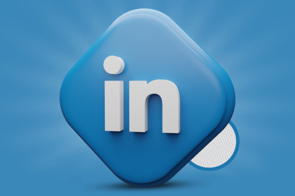 LinkedIn Icon 3D Render Premium PSD Logo