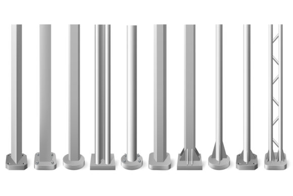 Realistic Metal Poles for Architectural 3D Design