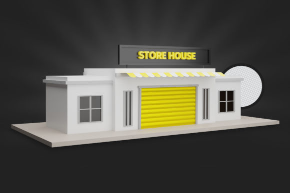 Store House 3D Render PSD Design for Banners