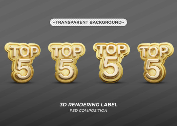 Top 5 3D Render PSD Text Icon Design