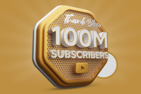 Unlocking Creative Potential with the 100M Subscribers 3D Render PSD Gold Icon