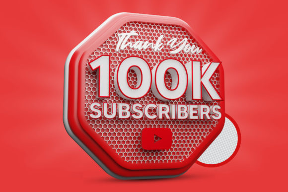 Unlocking Visual Impact: The 100K Subscribers 3D Render PSD Icon