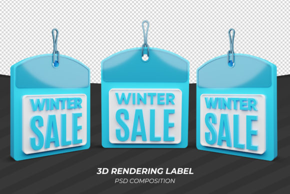 Winter Sale Tag Label 3D PNG Design