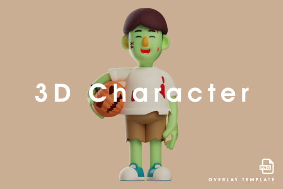 Zombie 3D Design Holding Small Halloween